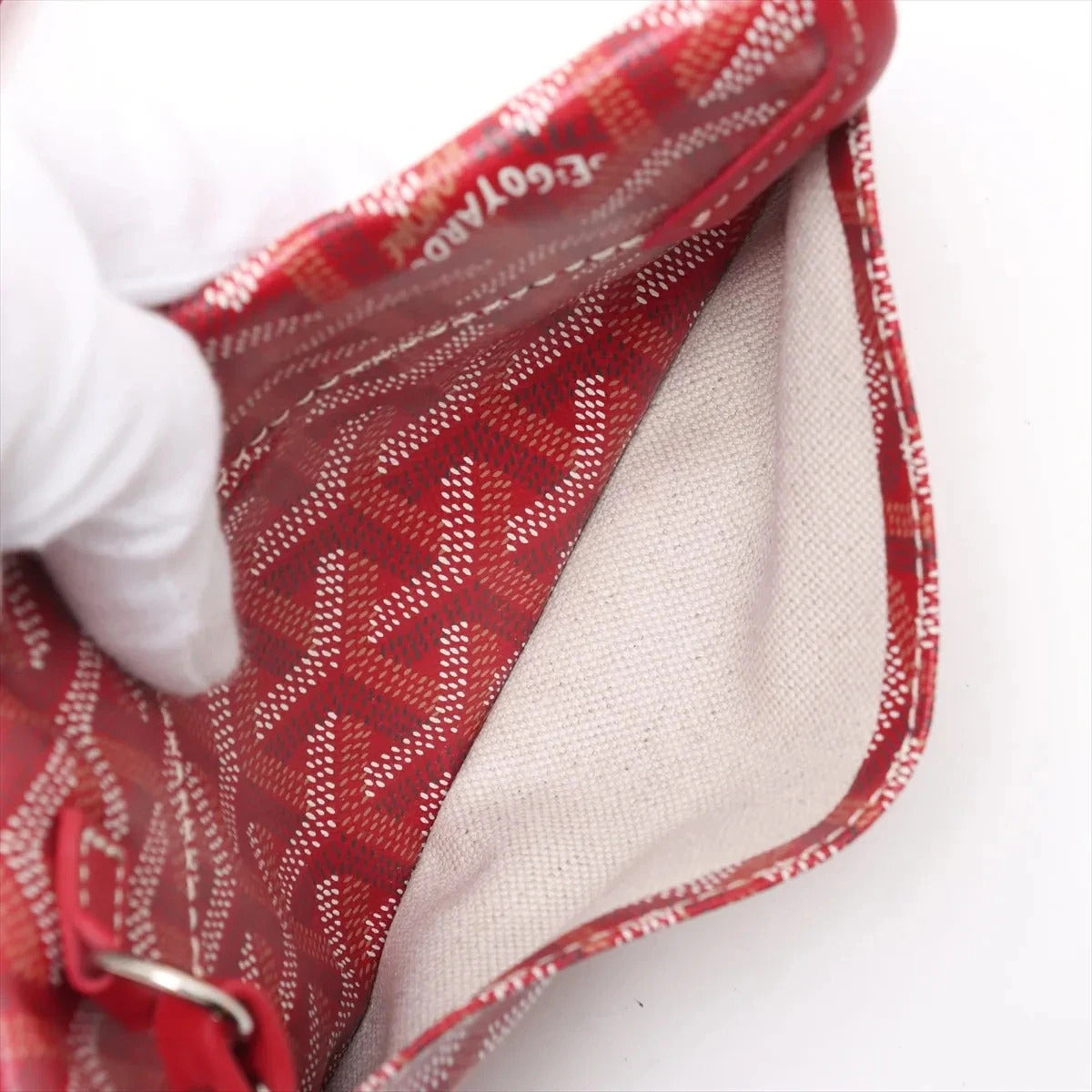 Pre-Loved Saint Louis Tote Chevron Coated Canvas GM with Gold Hardware, Red