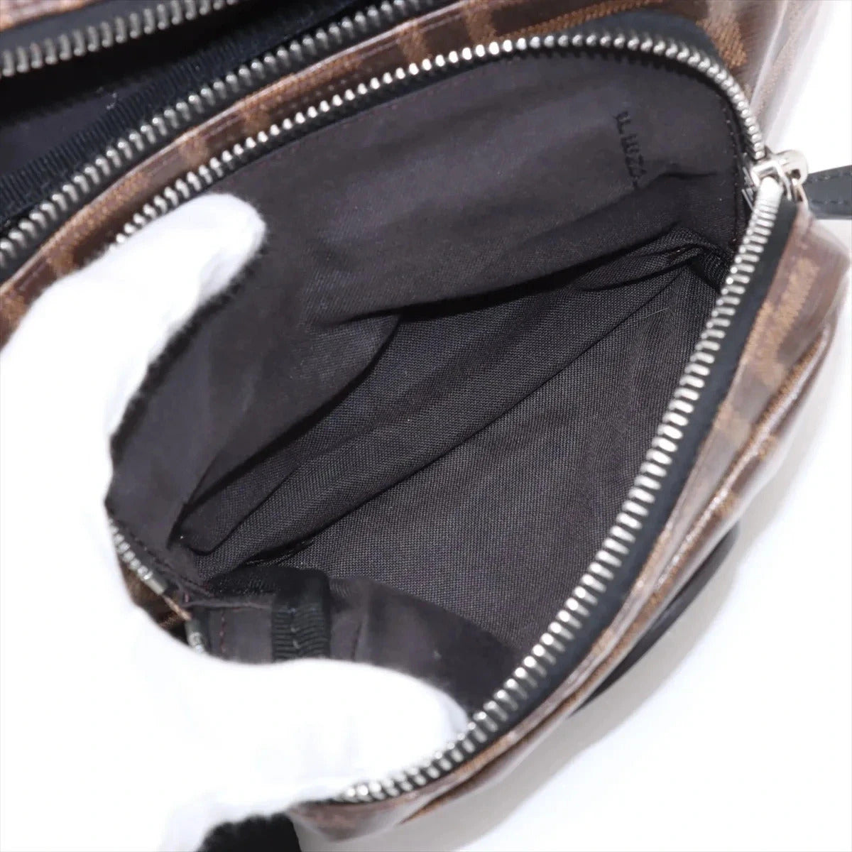 Pre-Loved FF Logo Belt Bag Belt Bag Coated Canvas with Silver Hardware, Brown