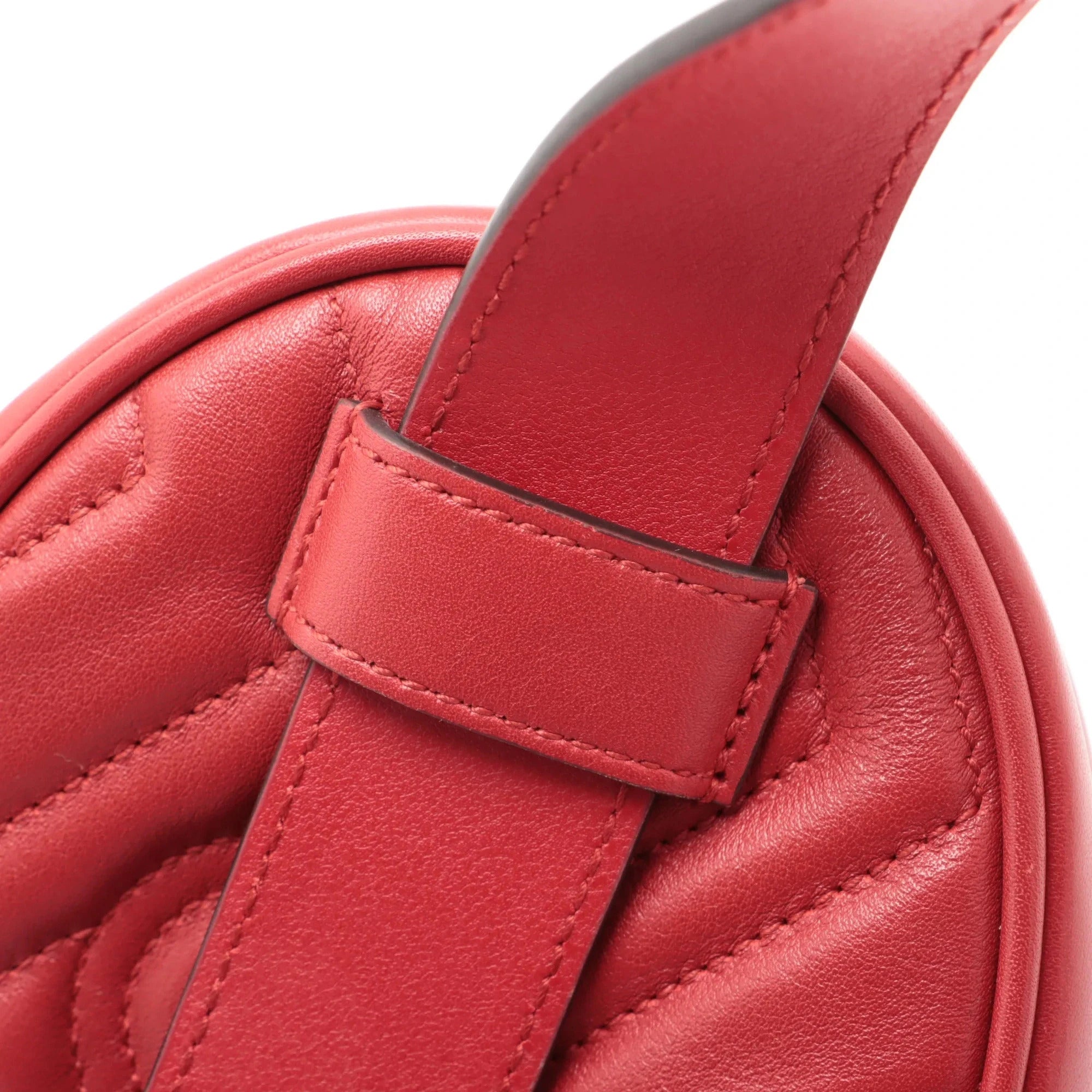 Pre-Loved GG Marmont Belt Bag Quilted Leather with Aged Gold Hardware, Red