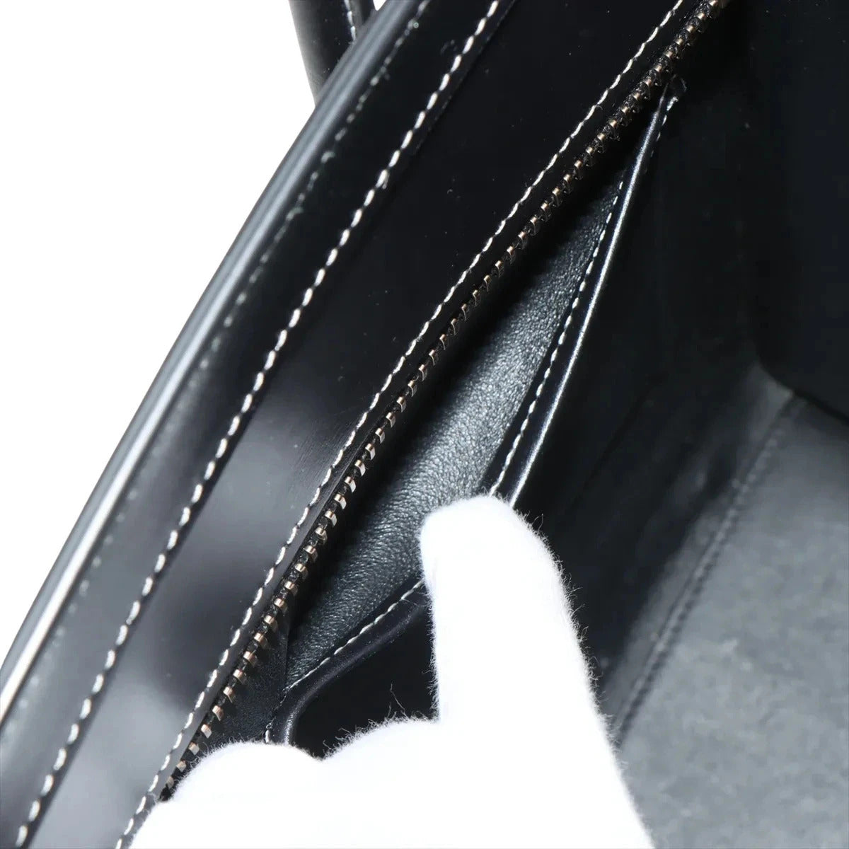 Pre-Loved Luggage Tote Leather Micro with Gold Hardware, Black and Grey