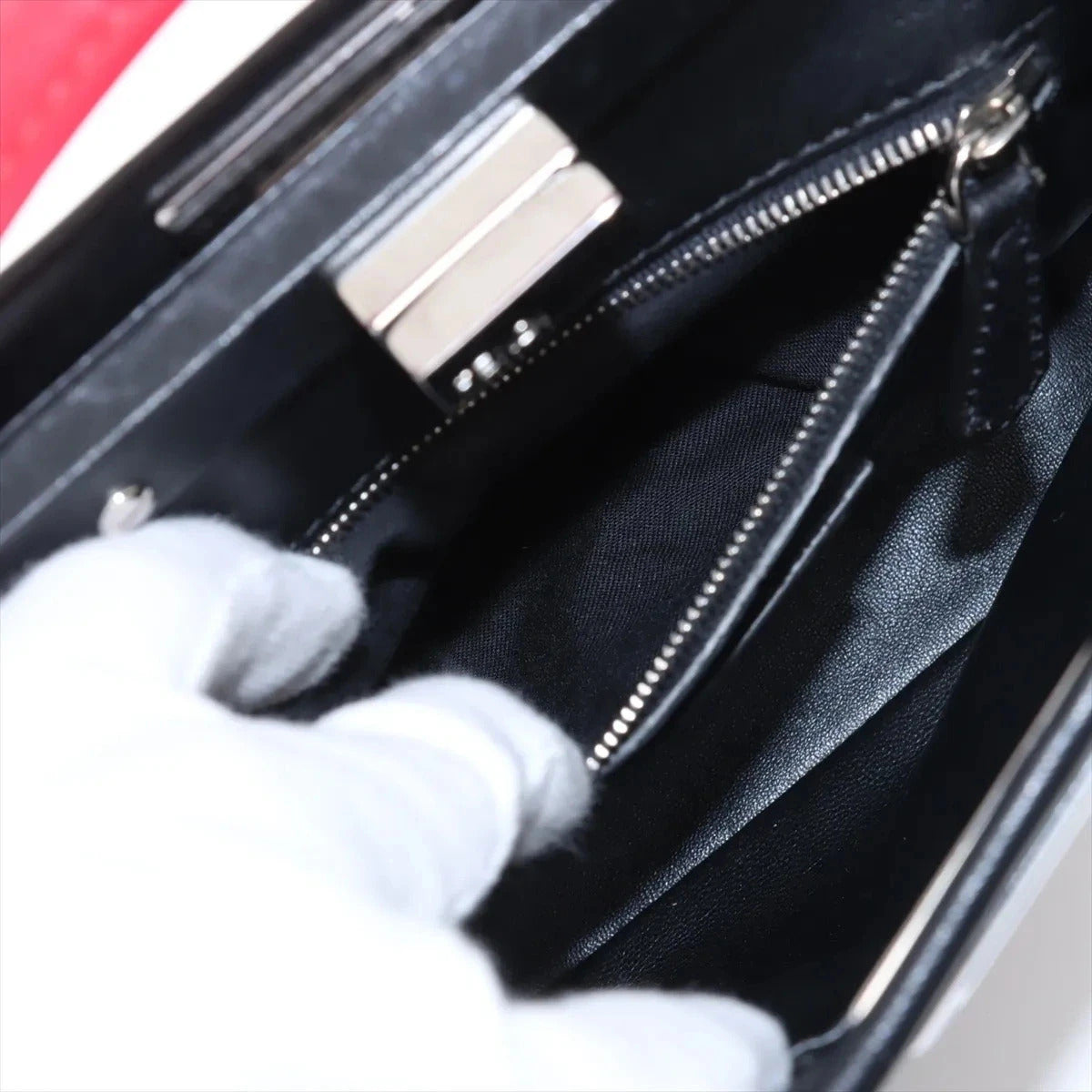 Pre-Loved Peekaboo Handbag Floral Leather Mini with Silver Hardware, Black