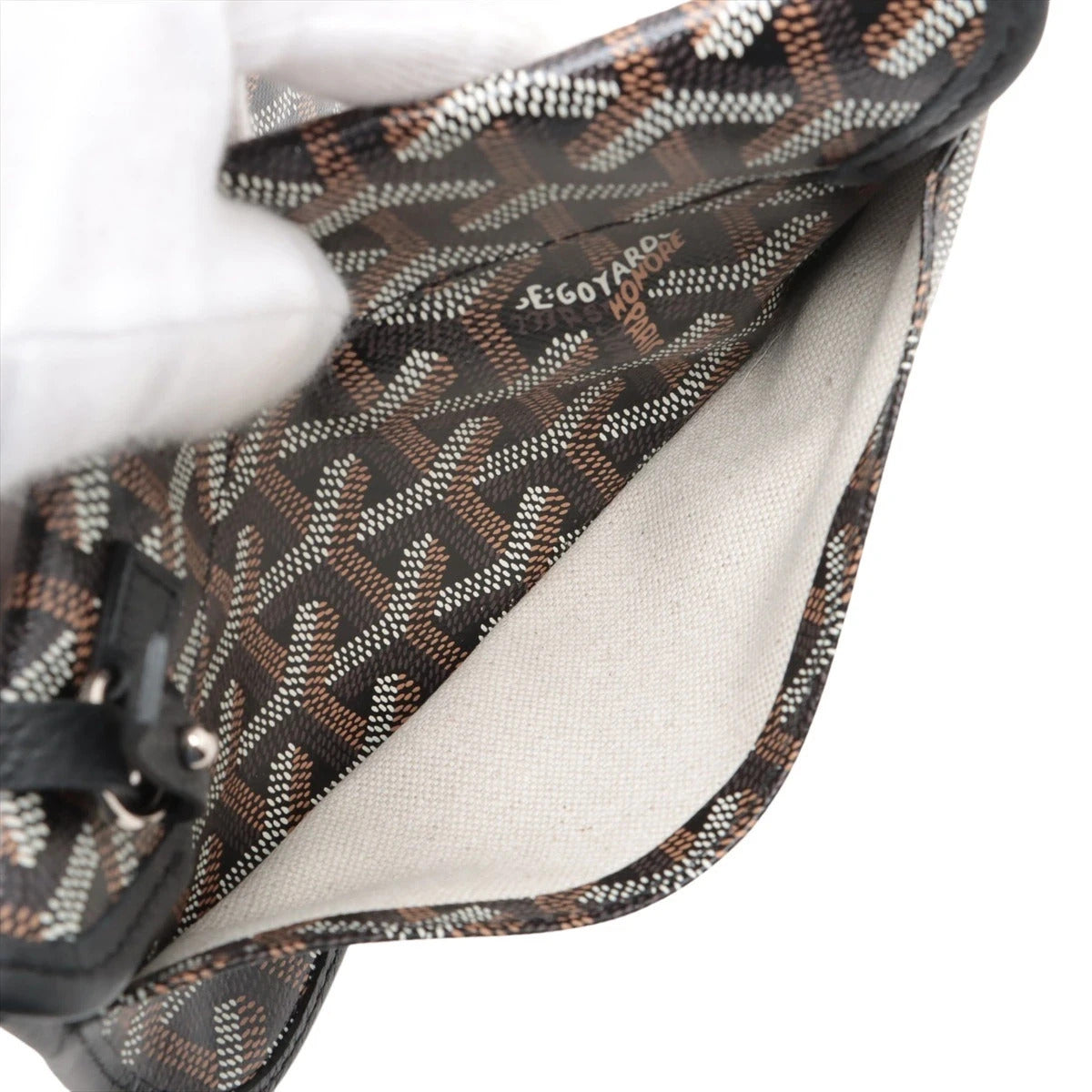 Pre-Loved Saint Louis Tote Goyardine Coated Canvas PM with Silver Hardware, Black and Tan