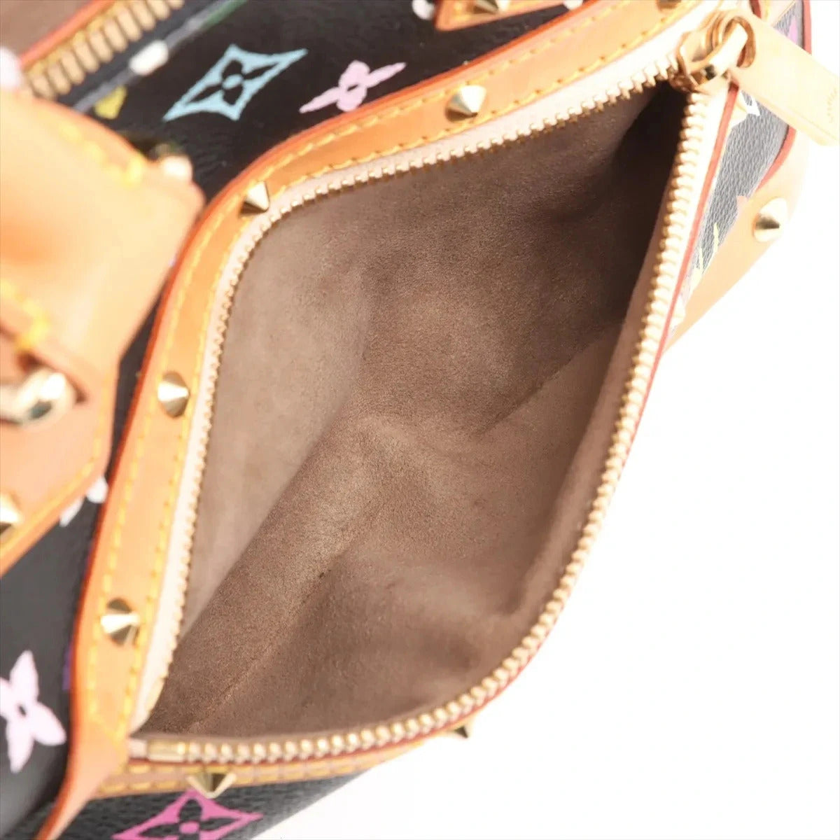 Pre-Loved Alma Handbag Monogram Coated Canvas PM with Gold Hardware, Black Multicolor