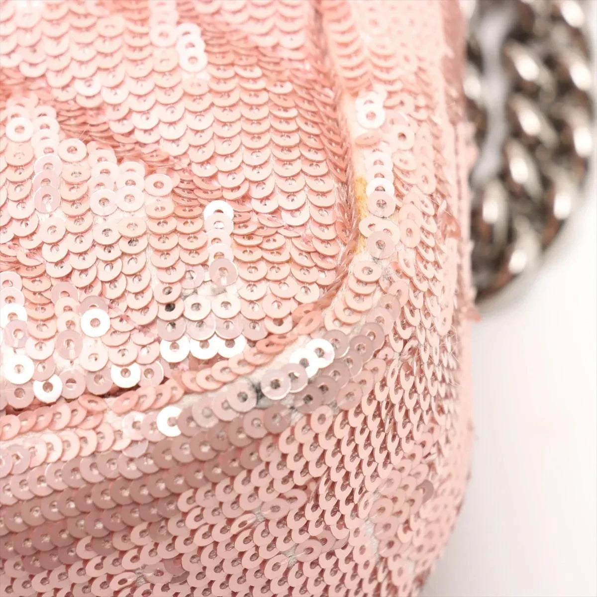 Pre-Loved GG Marmont Shoulder Bag Quilted Sequins Mini with Silver Hardware, Pink