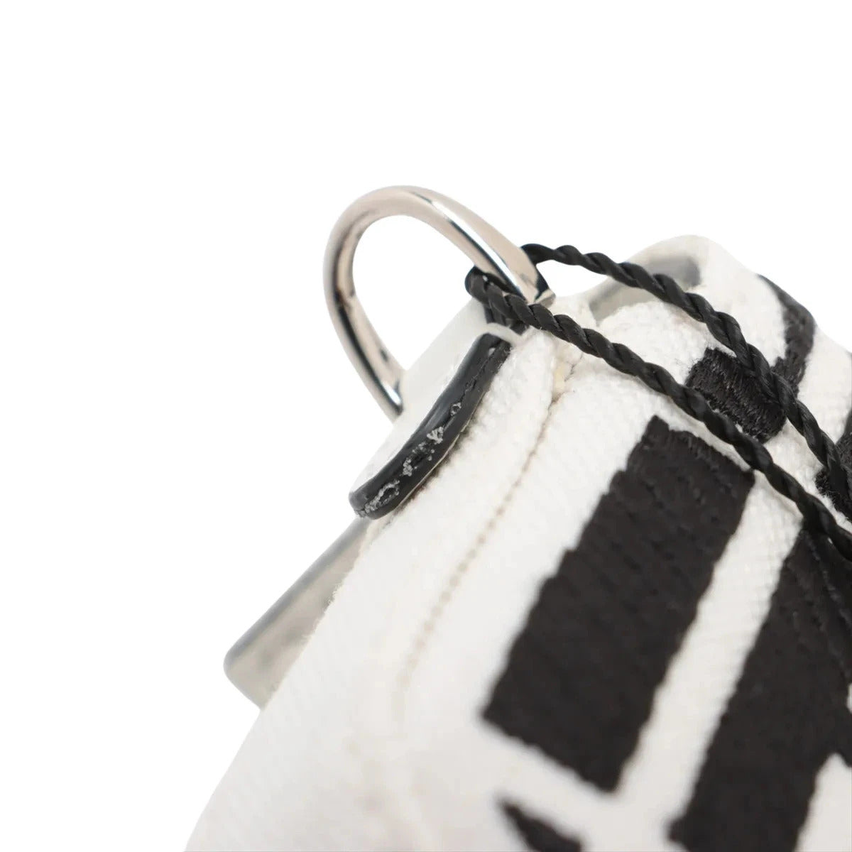 Pre-Loved Baguette Crossbody Bag Monogram Canvas Nano with Silver Hardware, White and Black