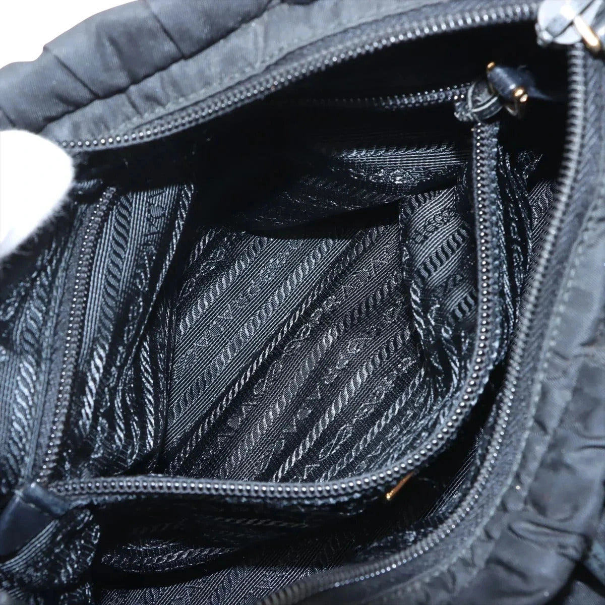 Pre-Loved Gaufre Tote Handbag Nylon with Gold Hardware, Black