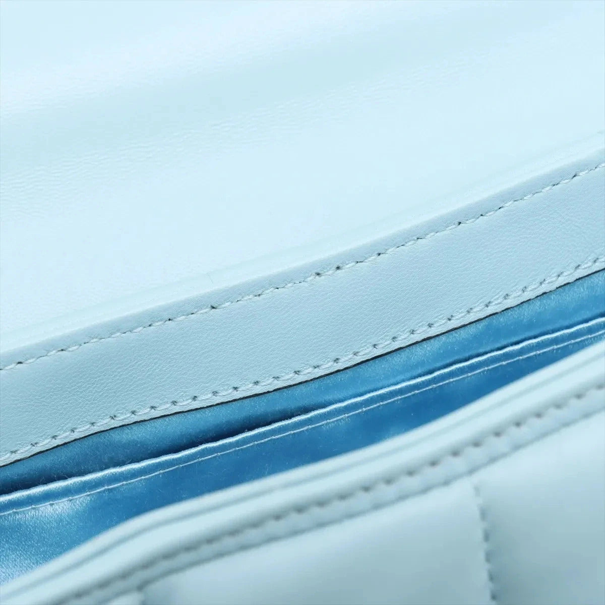 Pre-Loved Horsebit Chain Shoulder Bag Quilted Leather Small with Silver Hardware, Light Blue