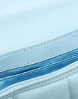 Pre-Loved Horsebit Chain Shoulder Bag Quilted Leather Small with Silver Hardware, Light Blue