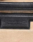 Pre-Loved Veneta Shoulder Bag Intrecciato Leather Medium with Gold Hardware, Black