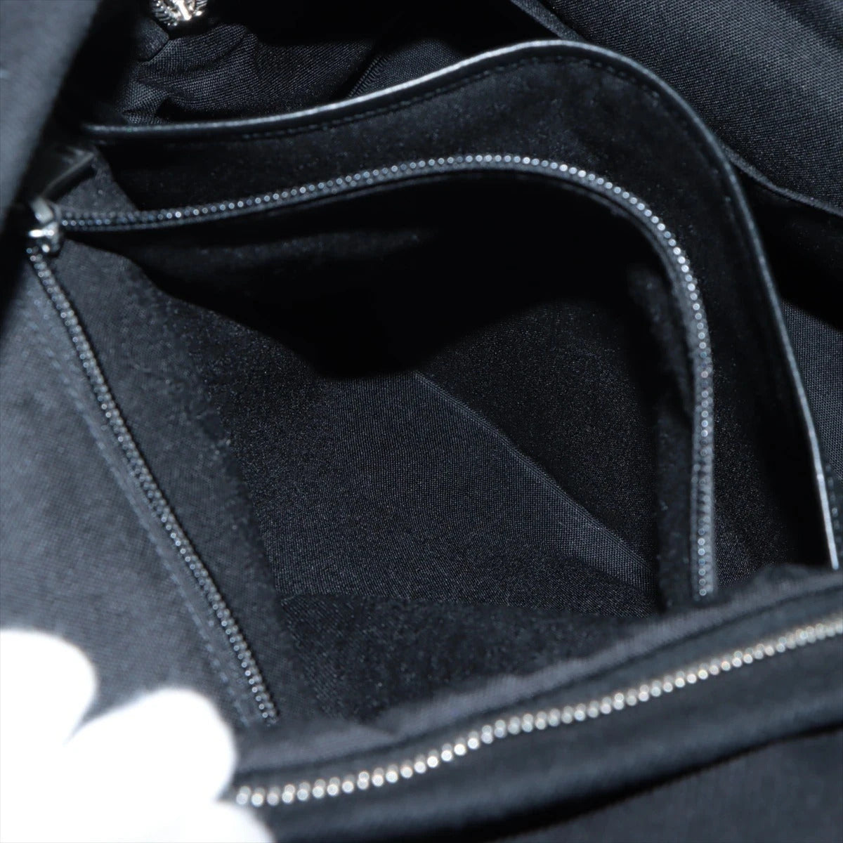 Pre-Loved City Backpack Backpack Canvas Plain with Silver Hardware, Black