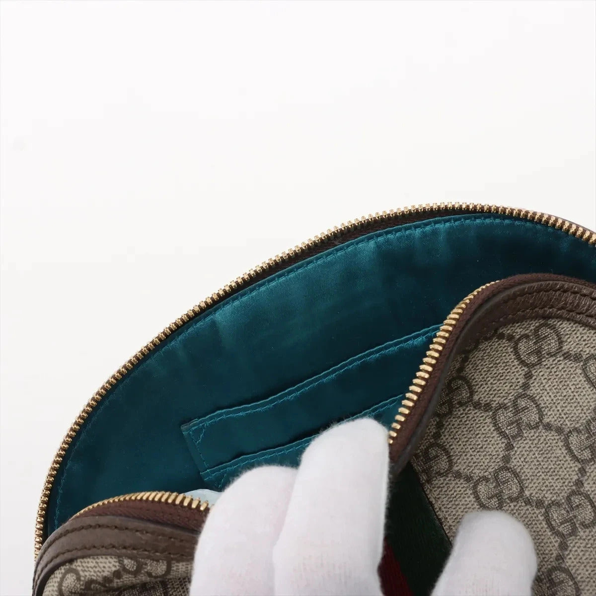 Pre-Loved Ophidia Crossbody Bag Monogram Coated Canvas Small with Gold Hardware, Beige/Ebony