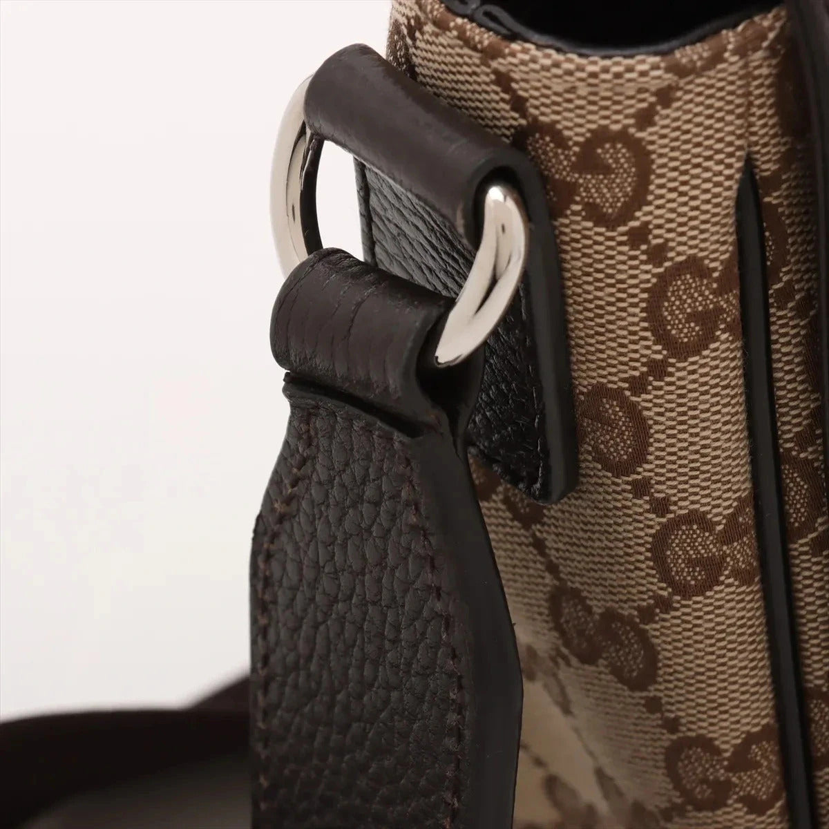 Pre-Loved GG Messenger Crossbody Bag Monogram Coated Canvas with Silver Hardware, Beige/Ebony