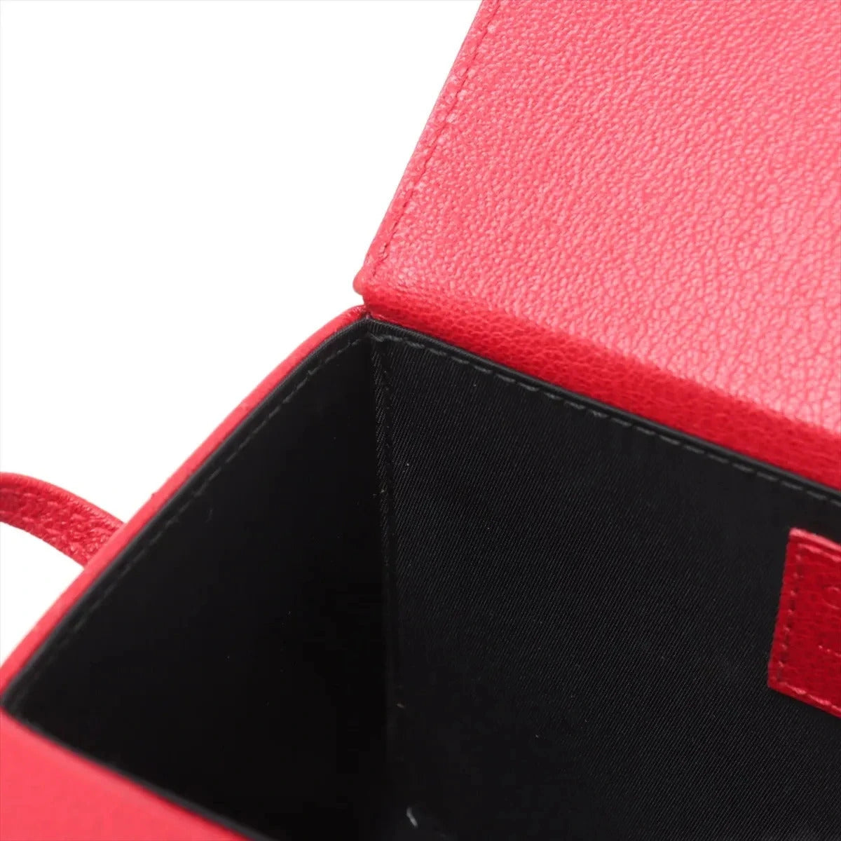 Pre-Loved Lady Dior Vanity Handbag Cannage Leather Mini with Silver Hardware, Red
