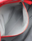 Pre-Loved Lady Dior Soft Shopping Tote Cannage Leather Large with Silver Hardware, Red