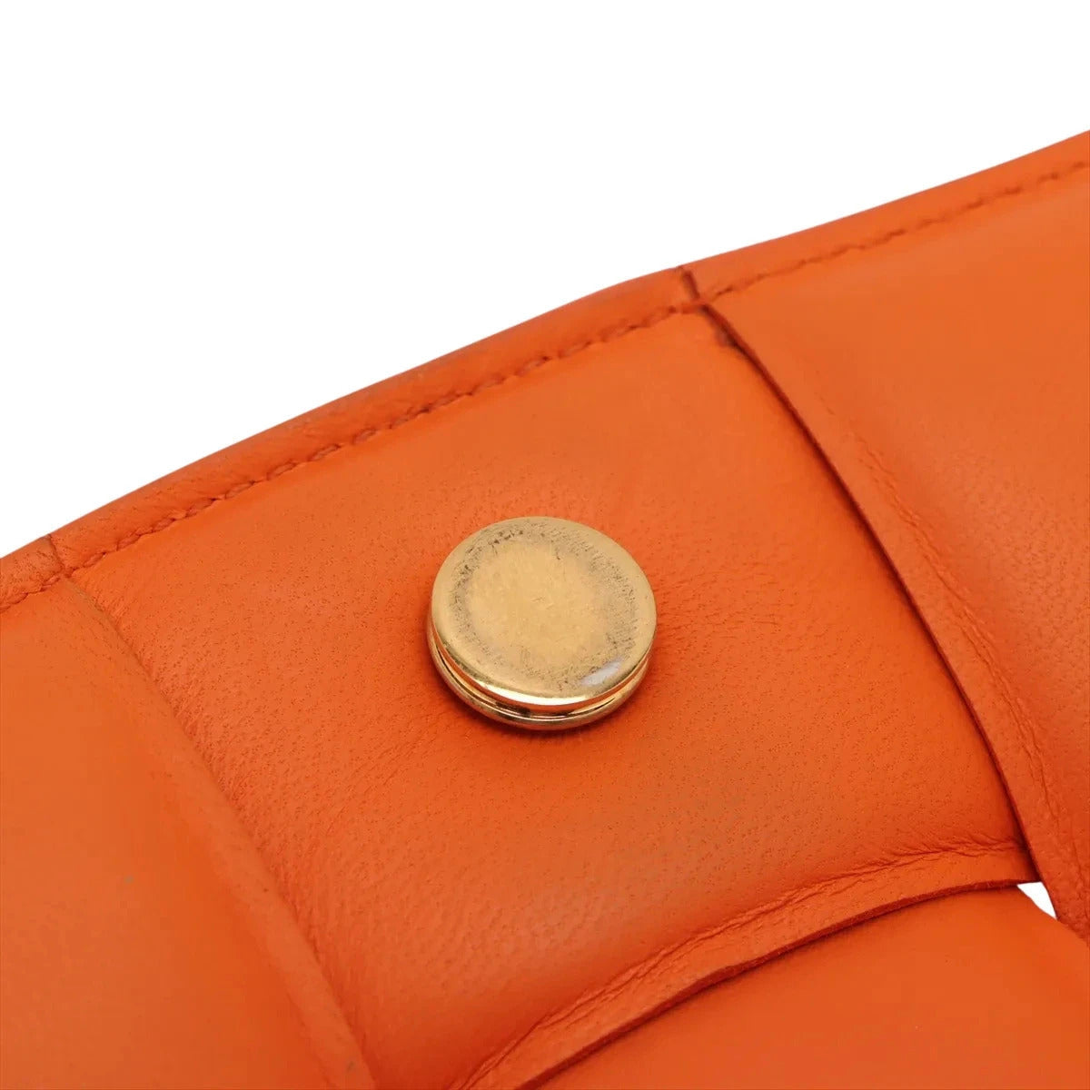 Pre-Loved Padded Cassette Crossbody Bag Intrecciato Leather with Gold Hardware, Orange
