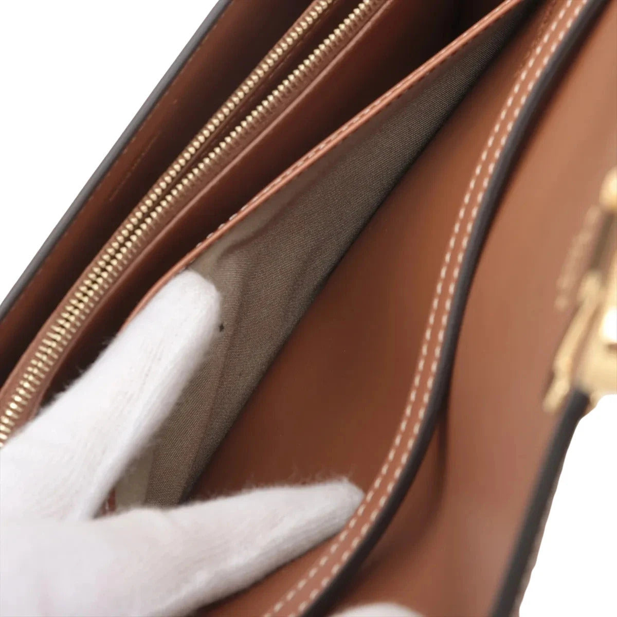 Pre-Loved Triomphe Wallet on Chain Crossbody Bag Triomphe Canvas with Gold Hardware, Beige and Tan