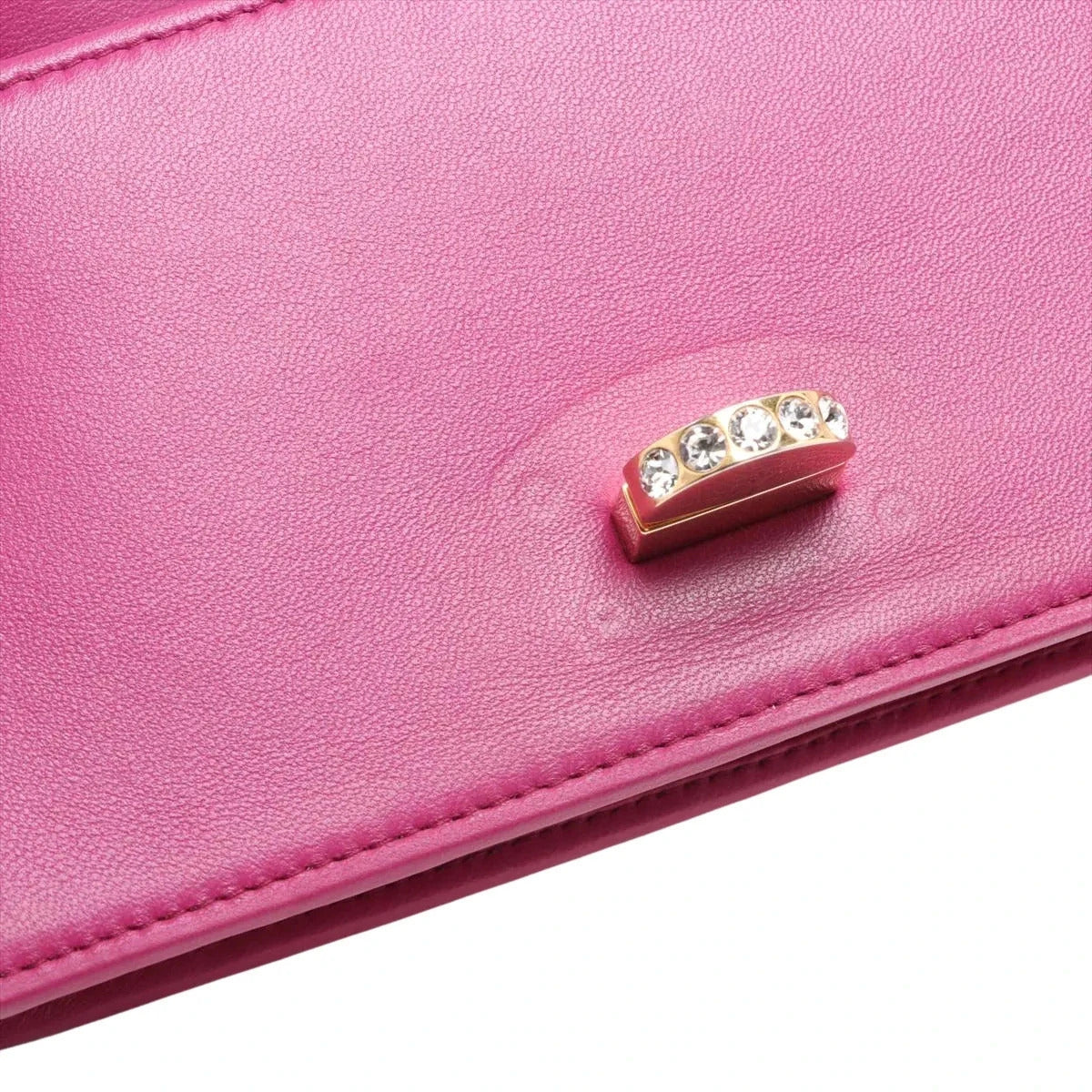 Pre-Loved Matelassé Wallet on Chain Crossbody Bag Quilted Leather Small with Gold Hardware, Pink
