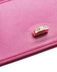 Pre-Loved Matelassé Wallet on Chain Crossbody Bag Quilted Leather Small with Gold Hardware, Pink