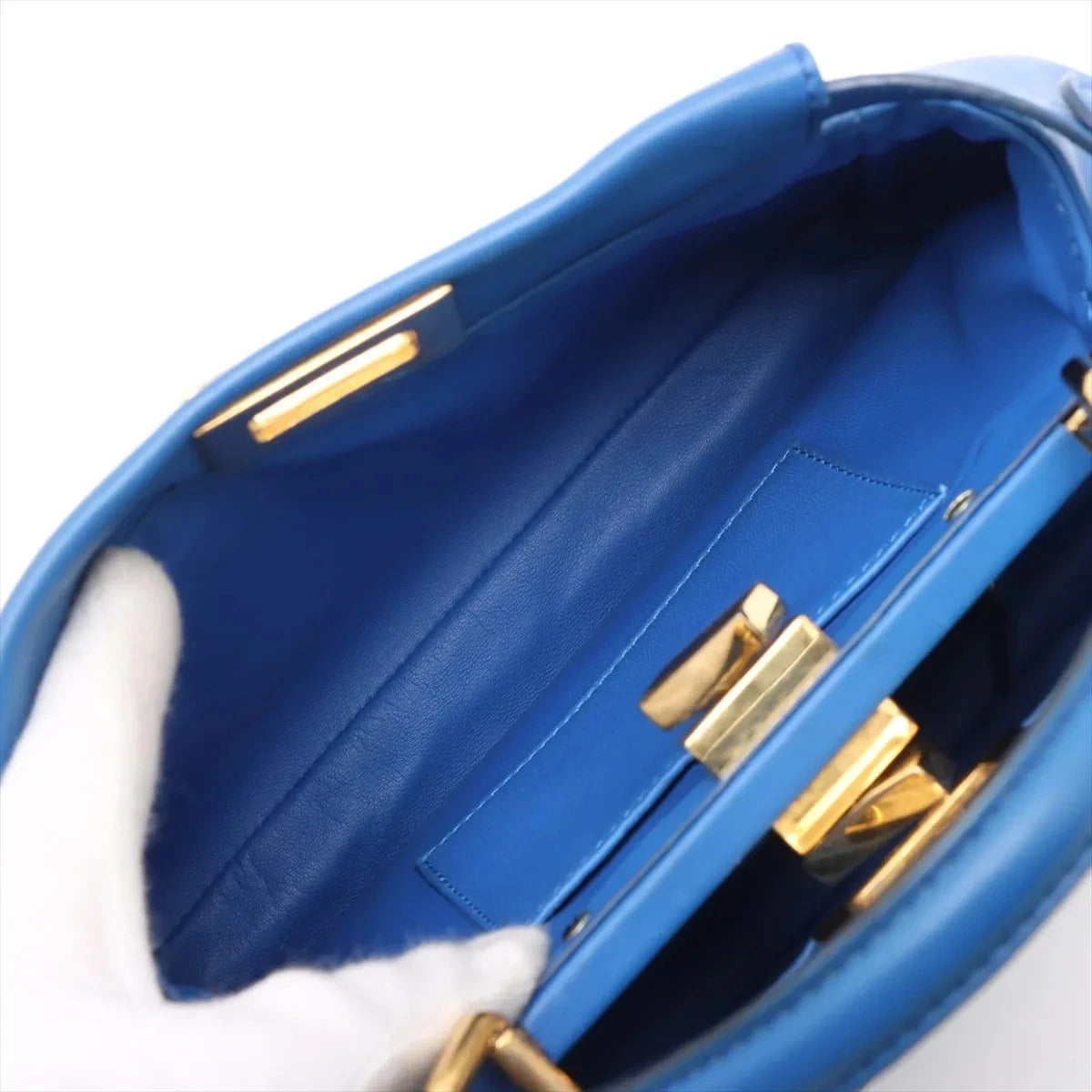 Pre-Loved Peekaboo Handbag Leather Mini with Gold Hardware, Blue
