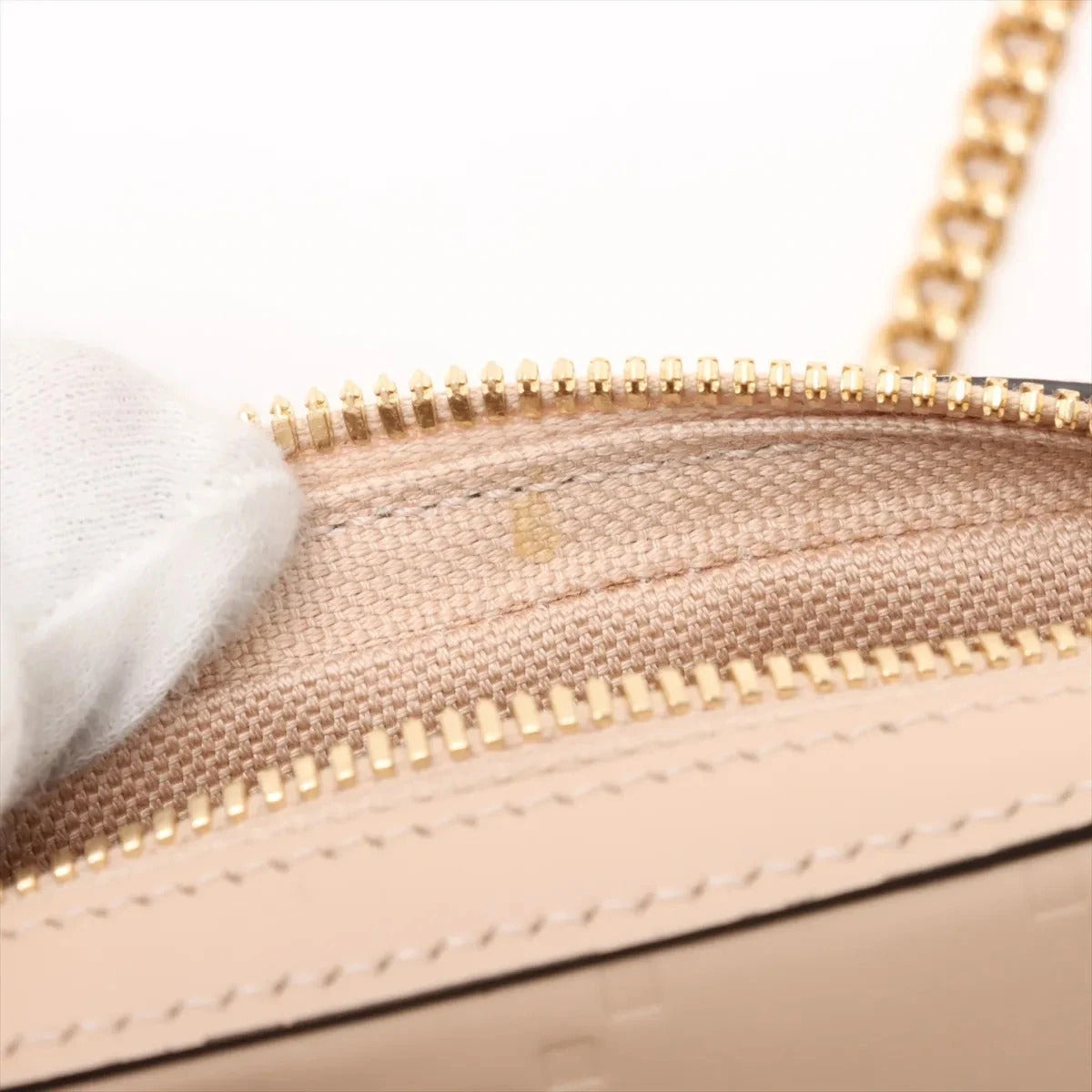 Pre-Loved GG Embossed Mini Chain Camera Bag Crossbody Bag Monogram Leather Mini with Gold Hardware, Beige