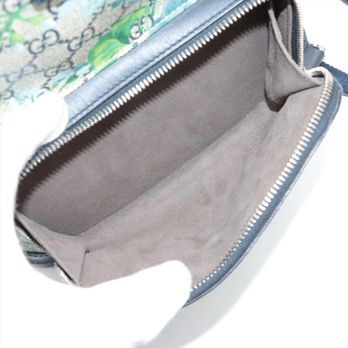 Pre-Loved GG Supreme Blooms Backpack Monogram Coated Canvas Small with Silver Hardware, Beige Blue Floral