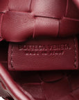 Pre-Loved Sardine Crossbody Bag Intrecciato Leather Mini with Gold Hardware, Burgundy