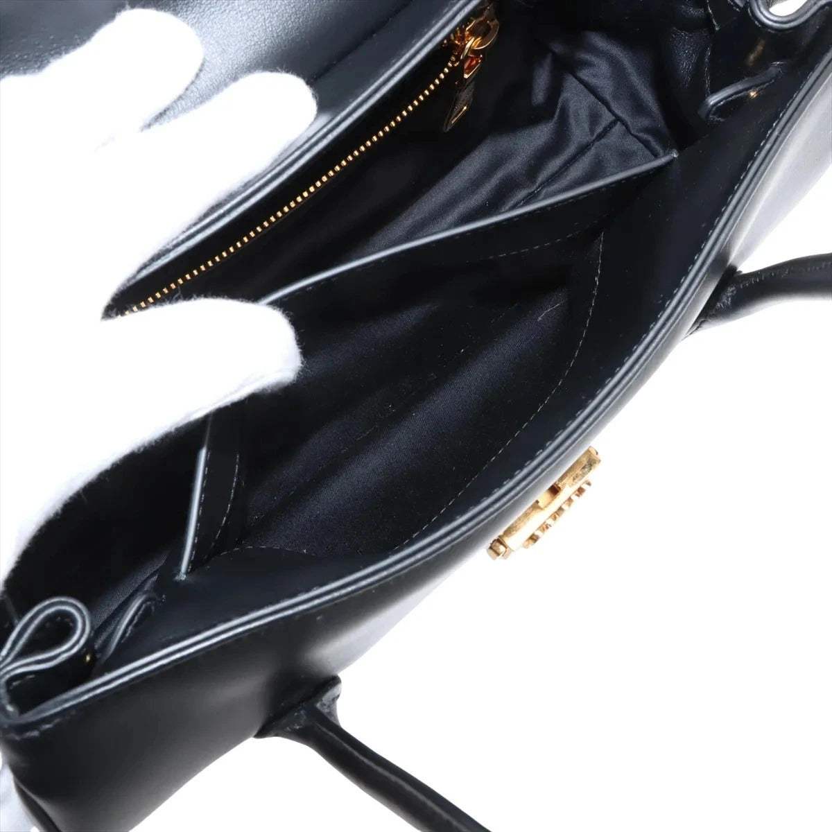 Pre-Loved Nappa Leather Shoulder Bag Leather with Gold Hardware, Black