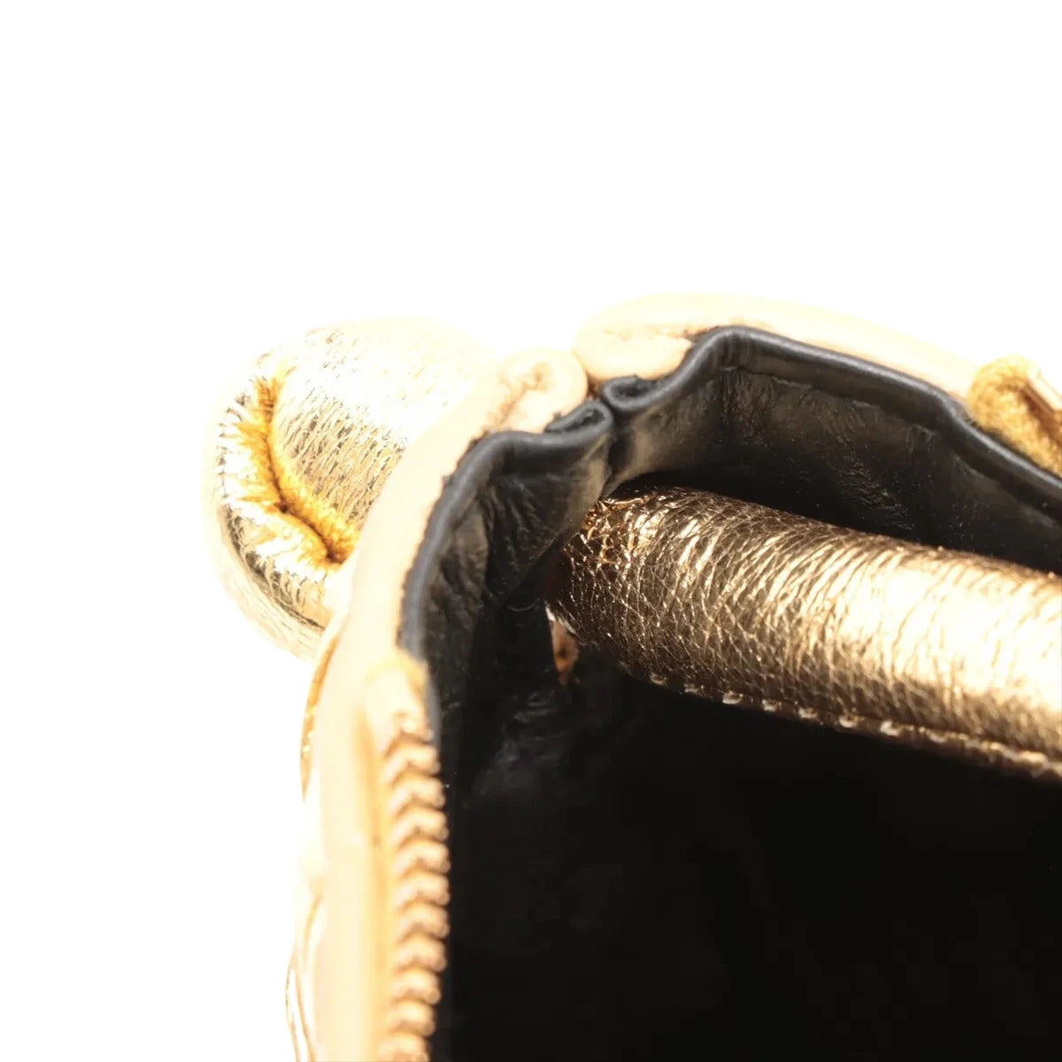Pre-Loved Sardine Shoulder Bag Intrecciato Leather Mini with Gold Hardware, Gold