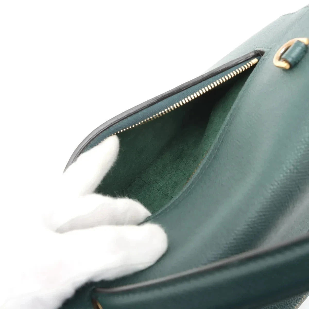 Pre-Loved Belt Bag Handbag Leather Micro with Gold Hardware, Dark Green