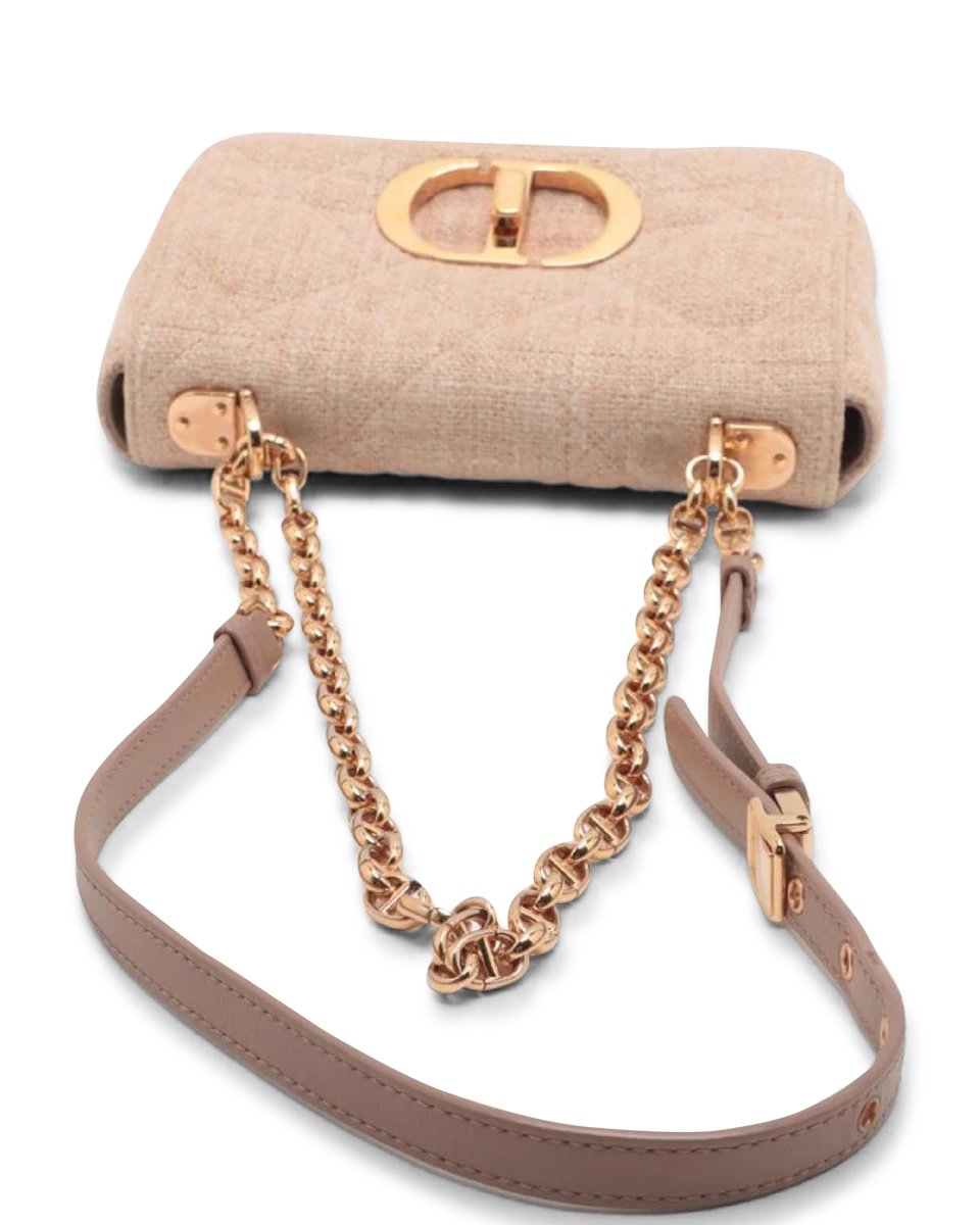 Pre-Owned Christian Dior Linen Macrocannage Small Caro