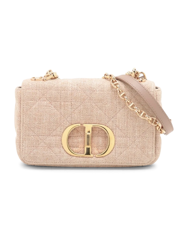 Pre-Owned Christian Dior Linen Macrocannage Small Caro