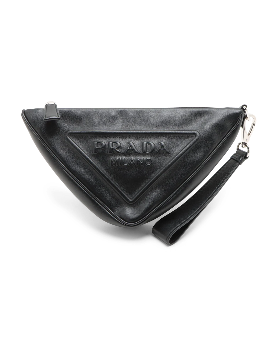 Pre-Owned Prada Logo Embossed Triangle Wristlet
