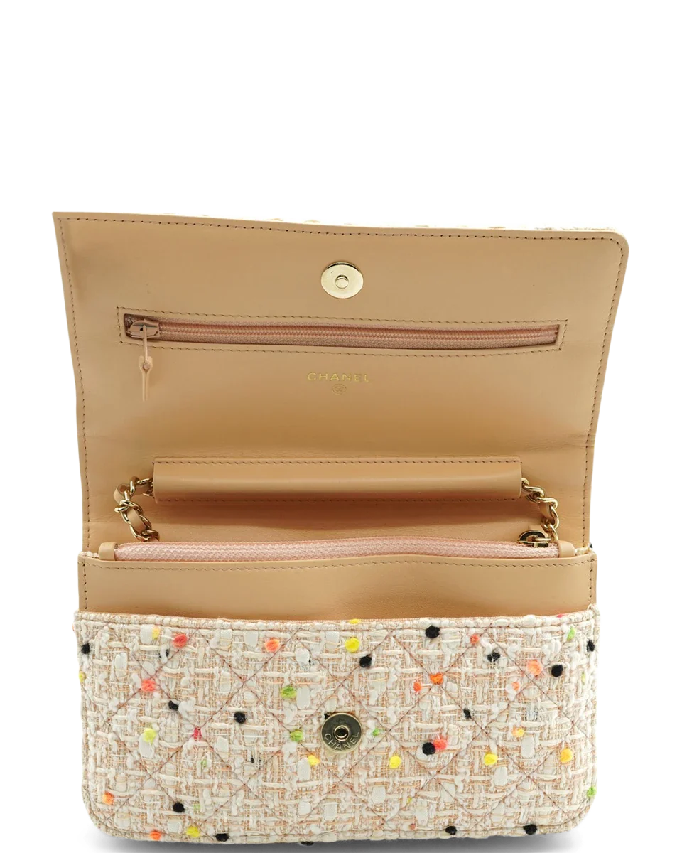 Pre-Owned Chanel By The Sea Tweed Wallet-on-Chain