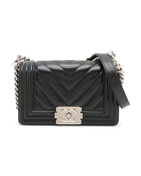 Pre-Owned Chanel Chevron Quilted Small Boy