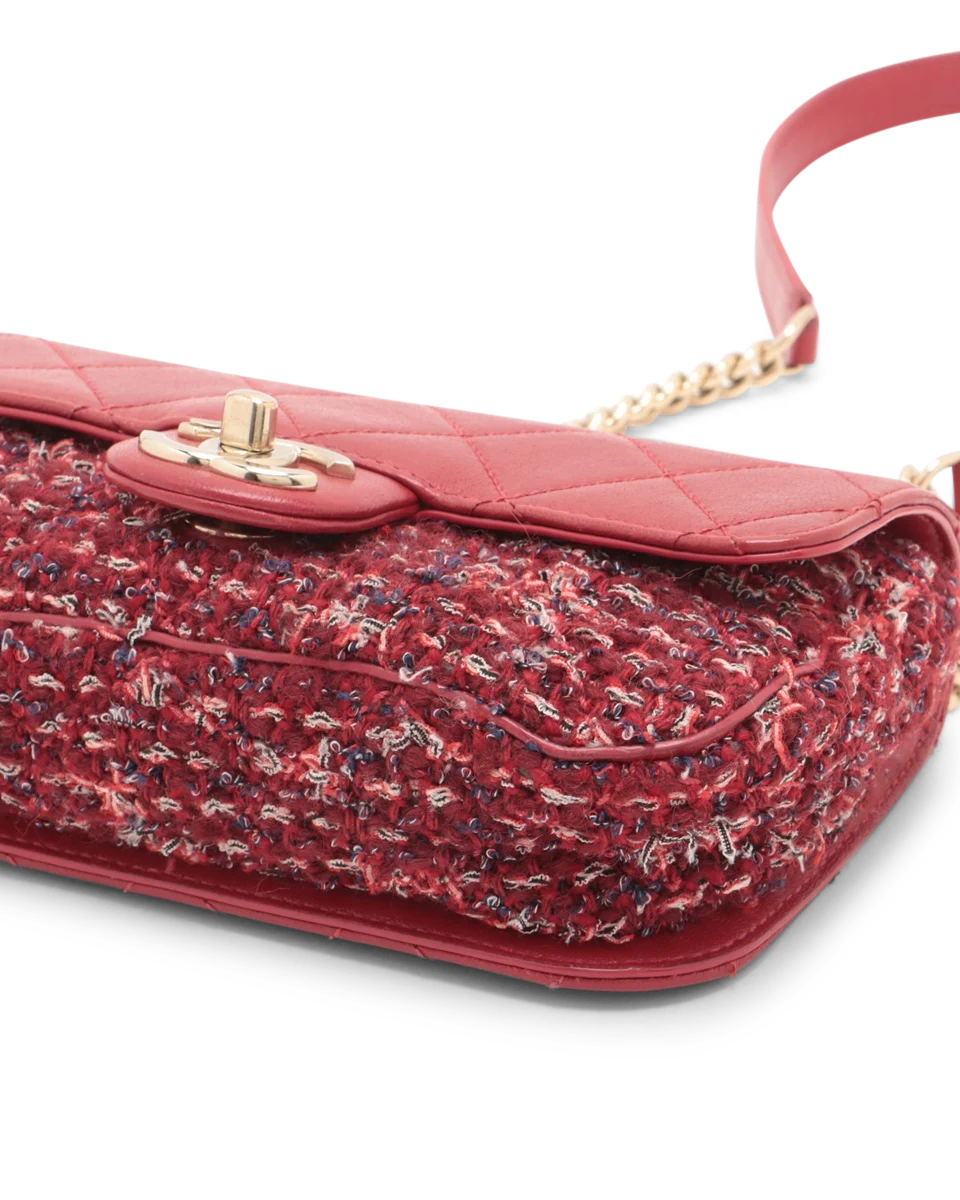 Pre-Owned Chanel Tweed Chain Handle CC Flap Bag
