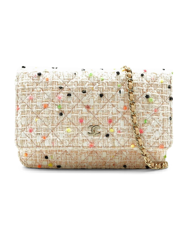 Pre-Owned Chanel By The Sea Tweed Wallet-on-Chain