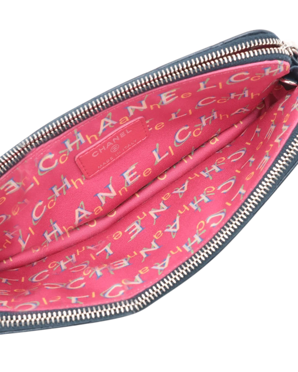 Pre-Owned Chanel Double Zip Clutch with Chain