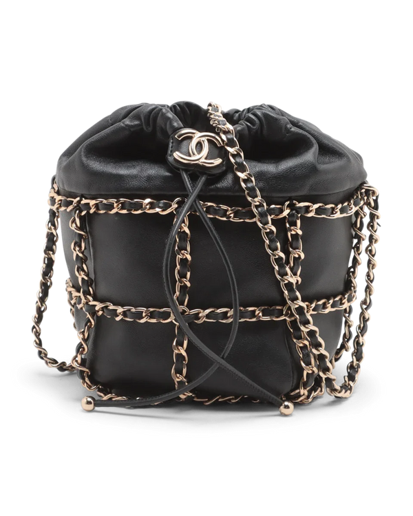 Pre-Owned Chanel Frame Chain Bucket Bag