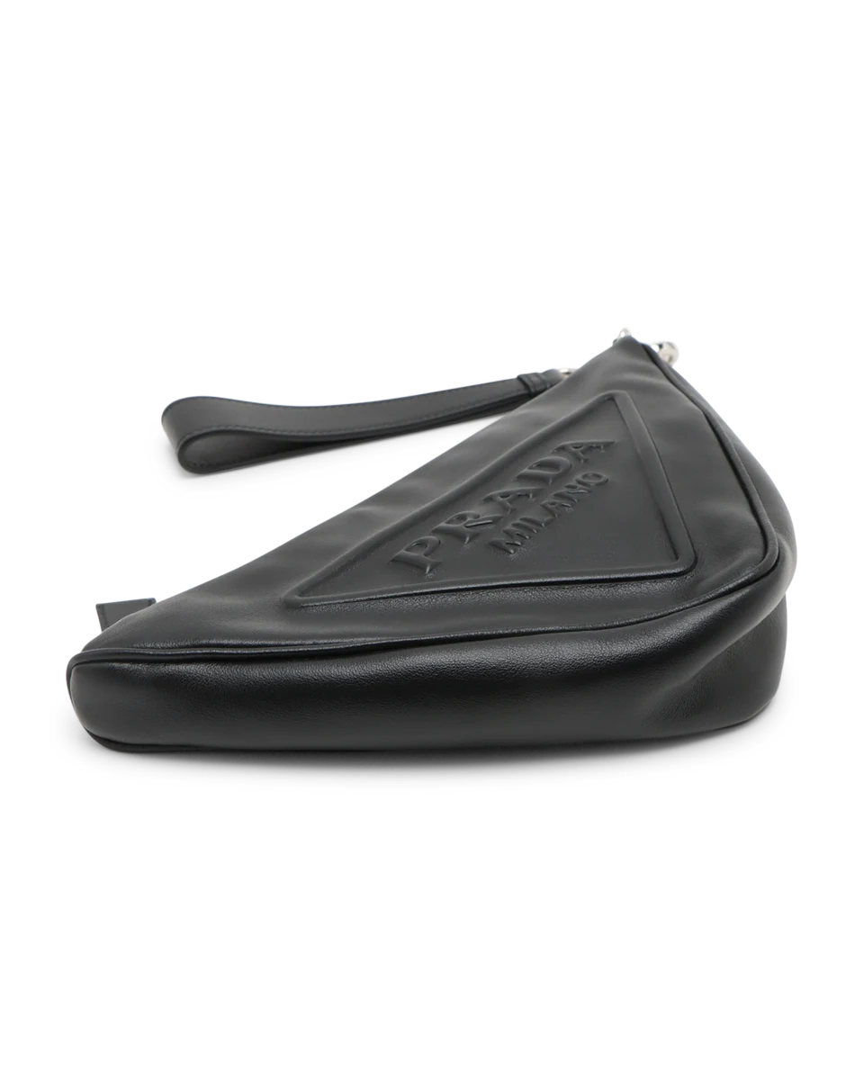 Pre-Owned Prada Logo Embossed Triangle Wristlet