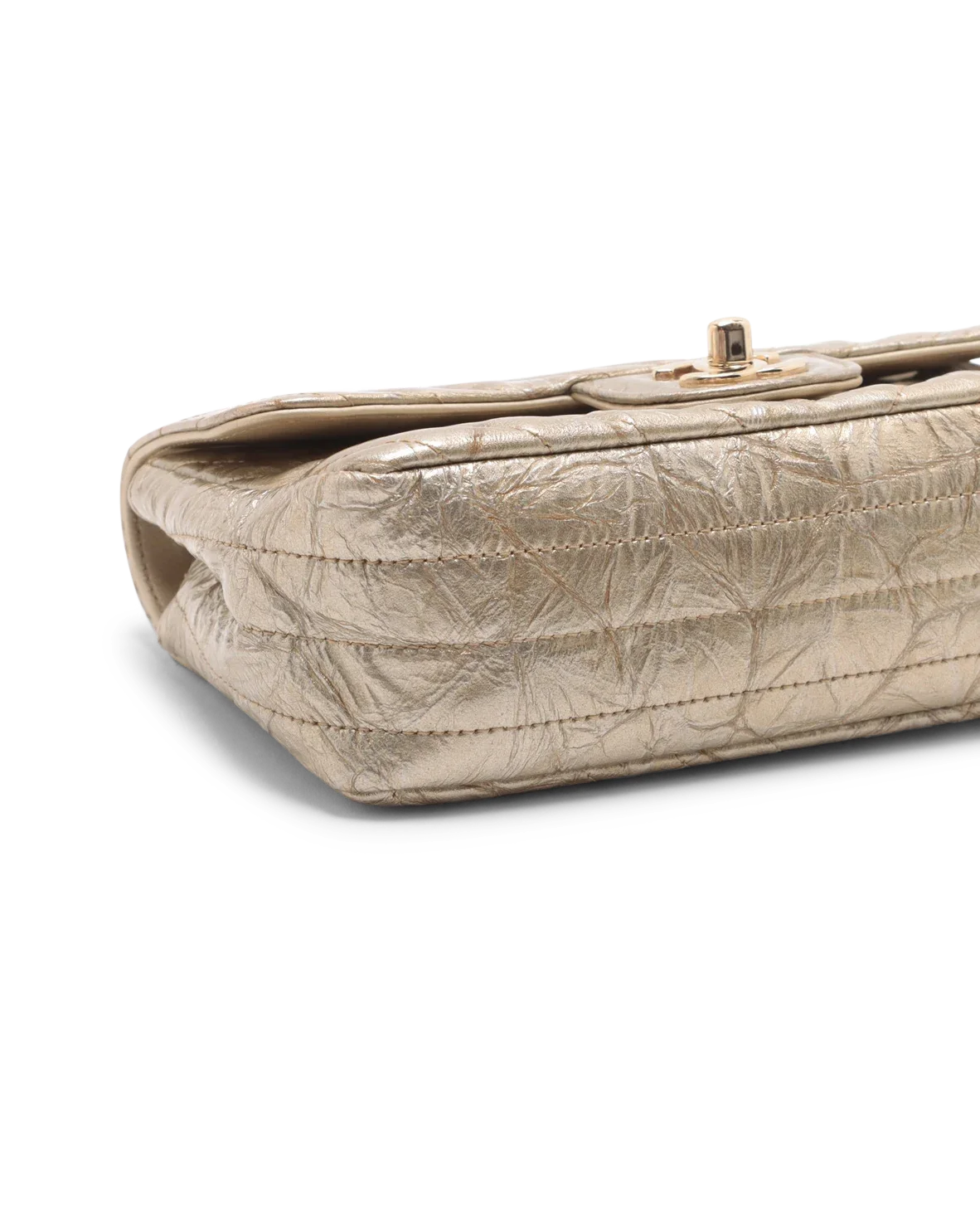 Pre-Owned Chanel Metallic Crumpled Chevron Quilted Mini Rectangular Flap