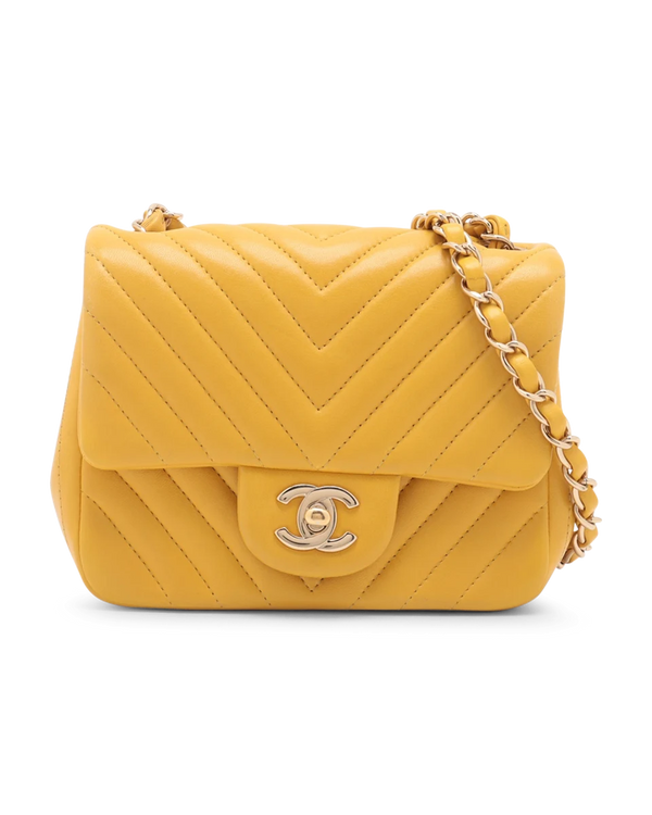 Pre-Owned Chanel Chevron Quilted Mini Square Flap Bag