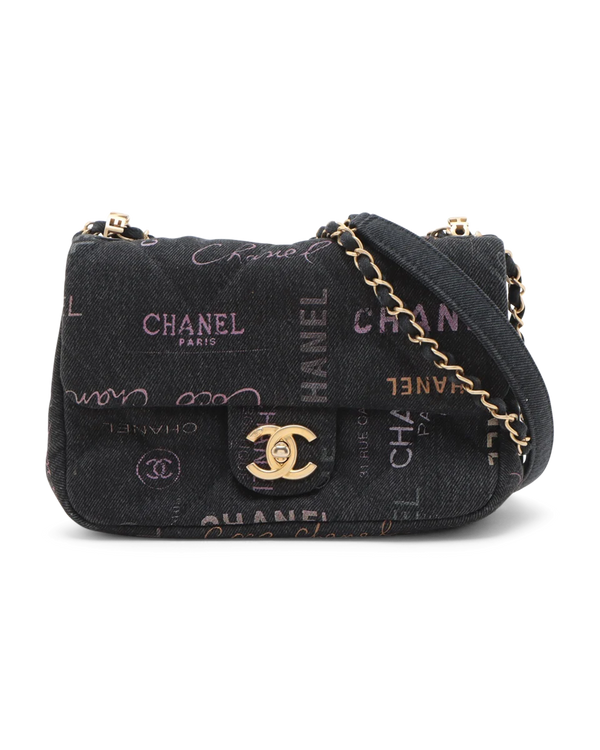 Pre-Owned Chanel Quilted Mini Denim Mood Rectangular Flap