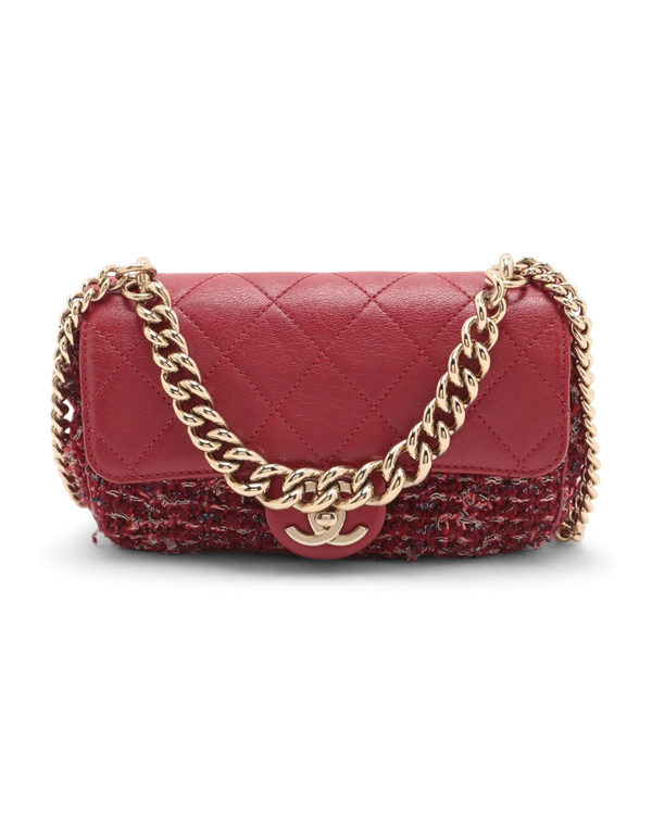 Pre-Owned Chanel Tweed Chain Handle CC Flap Bag